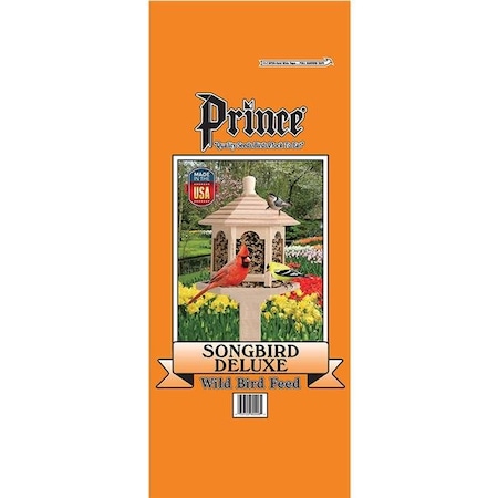 Prince Wild Bird Seed 0650230 40 Lbs Songbird Deluxe No Corn Wild Bird Feed Orange Bag; Orange